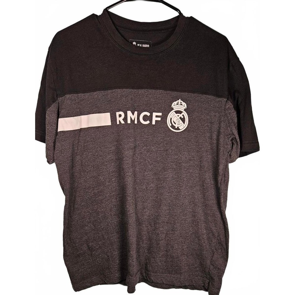 Real Madrid CF Mens XL T-Shirt Black Gray‎ RMCF Graphic Soccer Tee Blokecore